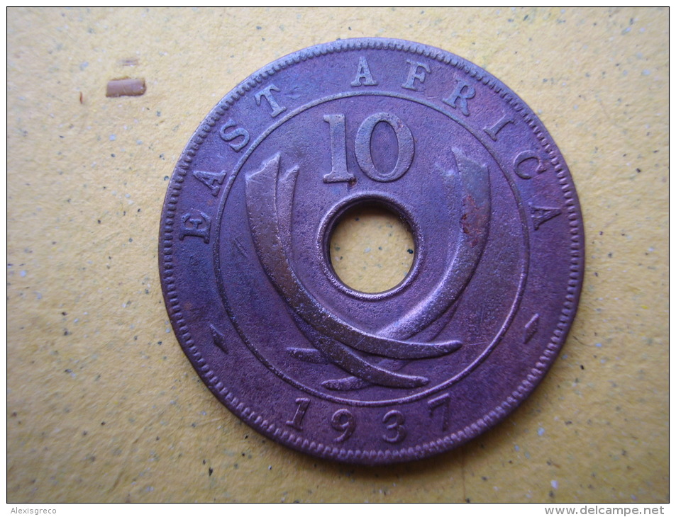 BRITISH EAST AFRICA USED TEN CENT COIN BRONZE Of 1937KN  - GEORGE VI. - British Colony