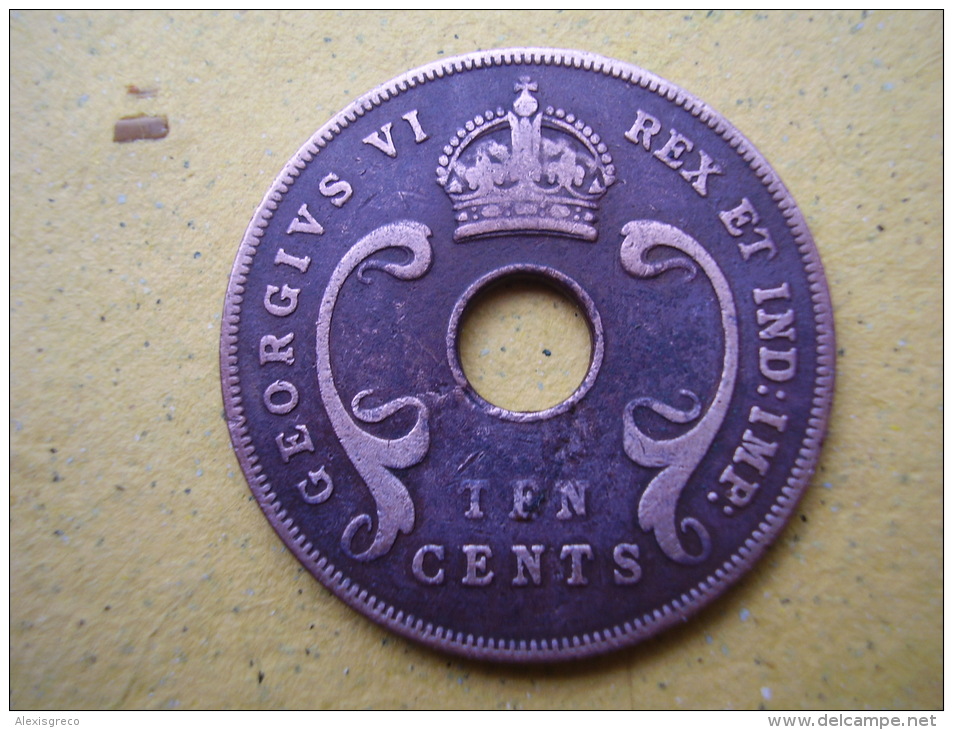 BRITISH EAST AFRICA USED TEN CENT COIN BRONZE Of 1942 - George VI. - Colonie Britannique