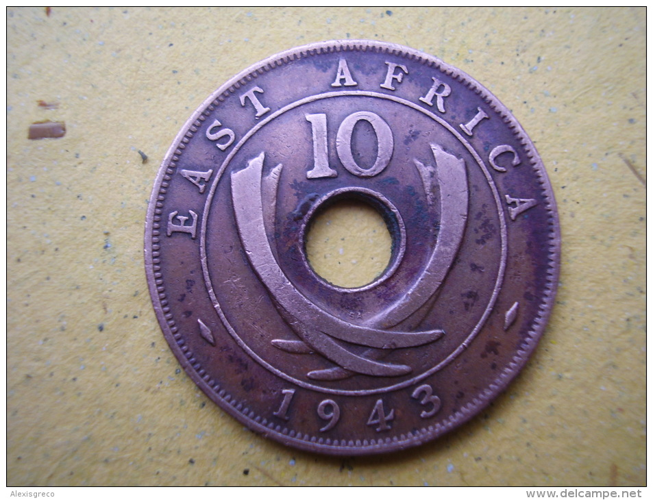 BRITISH EAST AFRICA USED TEN CENT COIN BRONZE Of 1943 SA - George VI. - Britische Kolonie