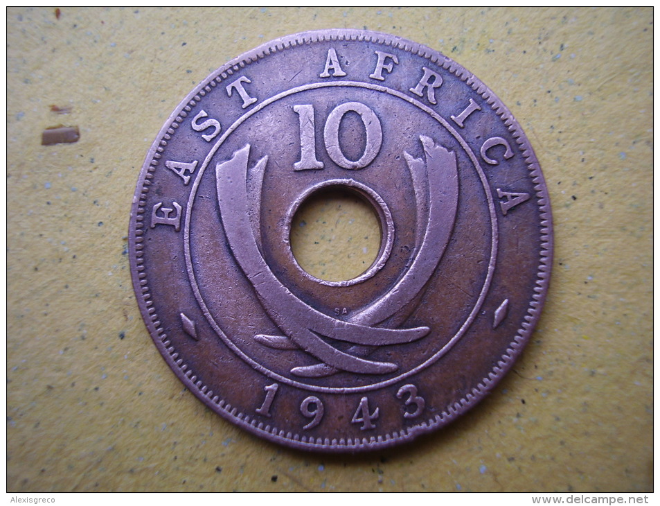 BRITISH EAST AFRICA USED TEN CENT COIN BRONZE Of 1943 SA - George VI. - Colonia Britannica