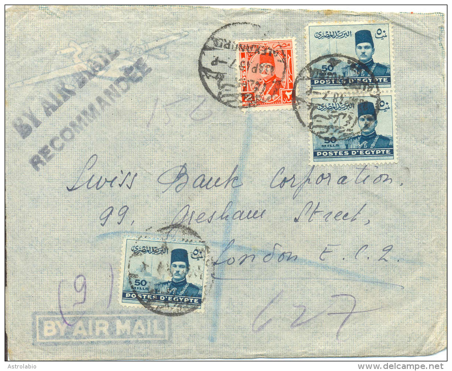 Lettre De Alexandria Vers London 1948 Pour Recommande. Cover - Covers & Documents