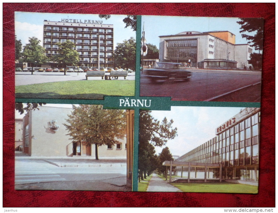 Pärnu - Multiview-card - Pärnu Hotel - Theatre - Museum - Sanatorium Tervis - Estonia - USSR - 1985 - Unused - Estonie