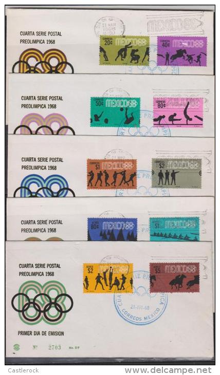 O) 1968 MEXICO, QUARTER   POSTAL SERIES.   PRELIMINAR ROUND, VARIOUS SKILLS-SPORTS, FDC F.- - Mexico