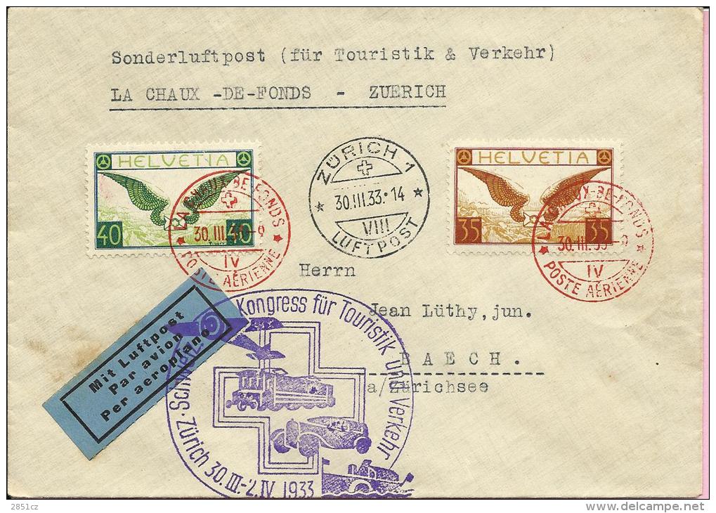 Airmail (Luftpost) / Congres For Touristic And Transport, 1933., Switzerland, Letter - Other & Unclassified