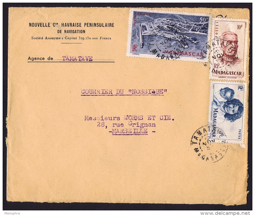 1952  Lettre De Tamatave Pour La France Yv 312, 315, PA 63 - Lettres & Documents