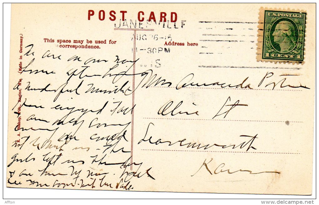 The Dam Janesville WI 1910 Postcard - Janesville