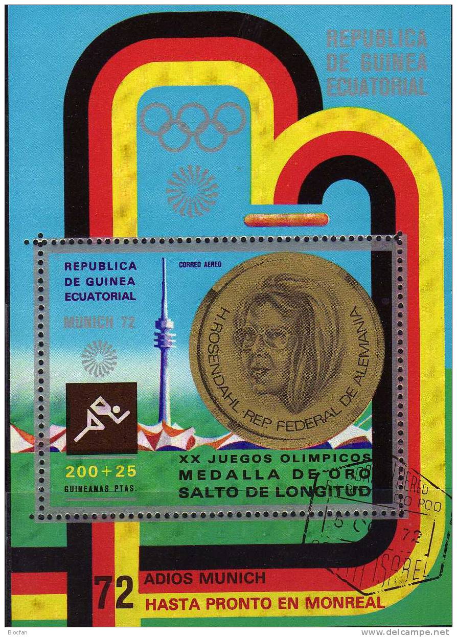 Olympia Gold 1972 München Äquator.Guinea 170A/B, Block 40 Plus 41 O 3€ Reiten Bf M/s Sport Bloc Olympic Sheet Of Africa - Guinea Ecuatorial