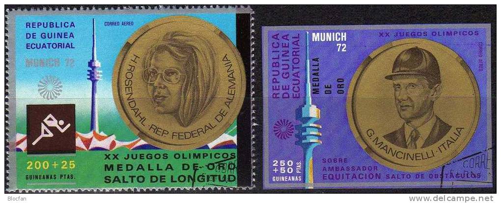 Olympia Gold 1972 München Äquator.Guinea 170A/B, Block 40 Plus 41 O 3€ Reiten Bf M/s Sport Bloc Olympic Sheet Of Africa - Guinea Ecuatorial