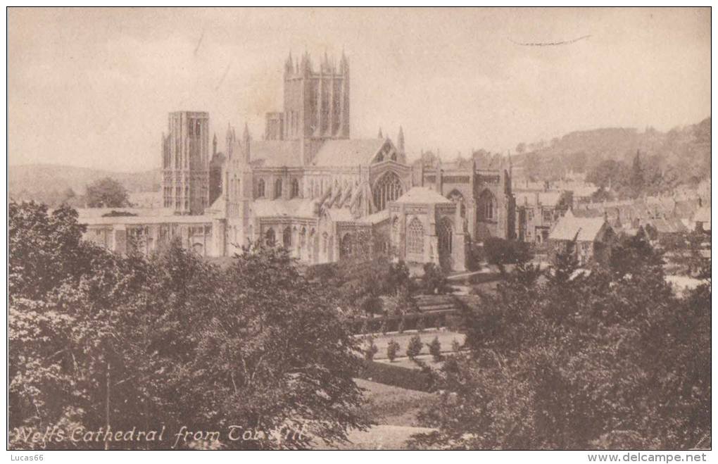 C1900 WELLS CATHEDRAL FROM TOR HILL - Wells