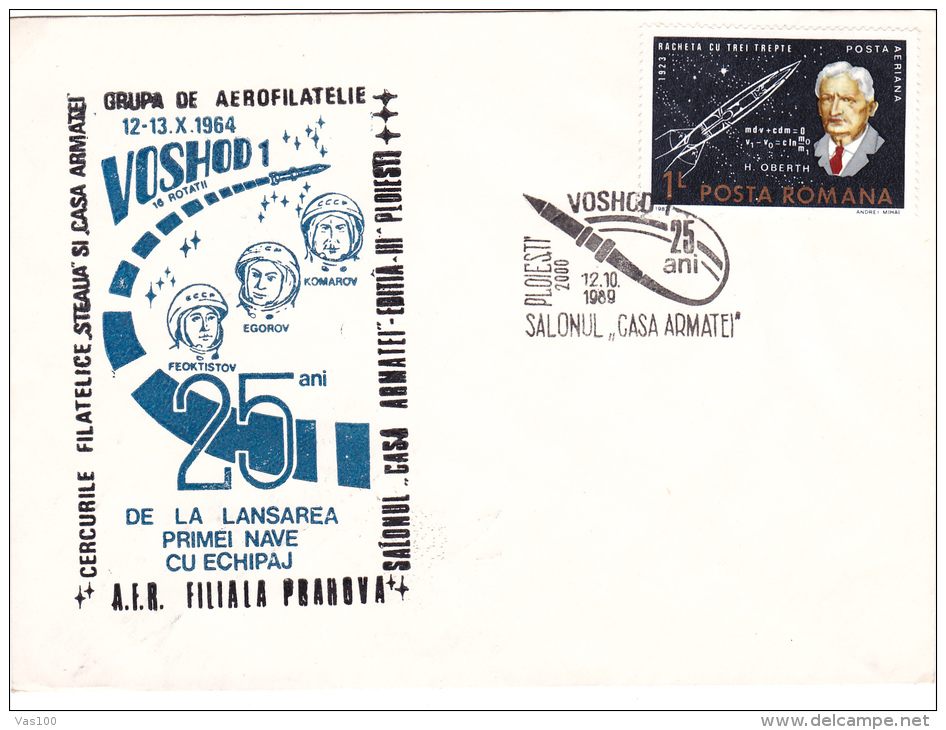 HERMAN OBERTH, VOSHOD-1  FIRST CRUE SPACESHIP, SPECIAL COVER, 1989, ROMANIA. - Russie & URSS