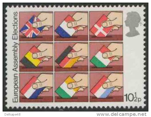 Great Britain 1979 Mi 791 YT 890 ** National Flags Into Ballot Boxes-1st Direct Elections Eur. Assembly / Direktwahlen - Europese Instellingen