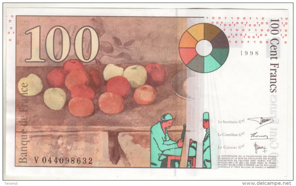 Billet De 100 Francs Cézanne 1998 TTB SUP - 100 F 1997-1998 ''Cézanne''