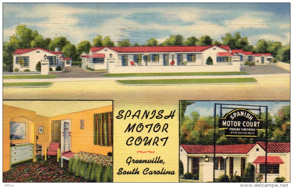 Spanish Motor Court Greenville SC Old Postcard - Greenville