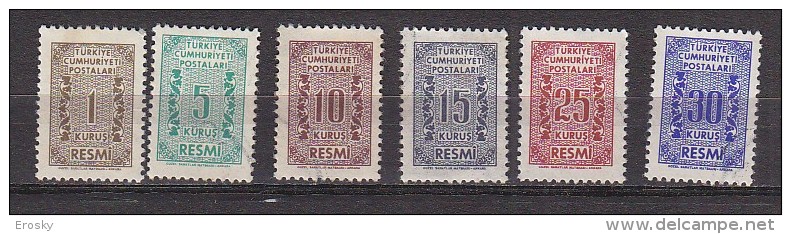 PGL - TURKEY TURQUIE SERVICE Yv N°74/79 - Timbres De Service