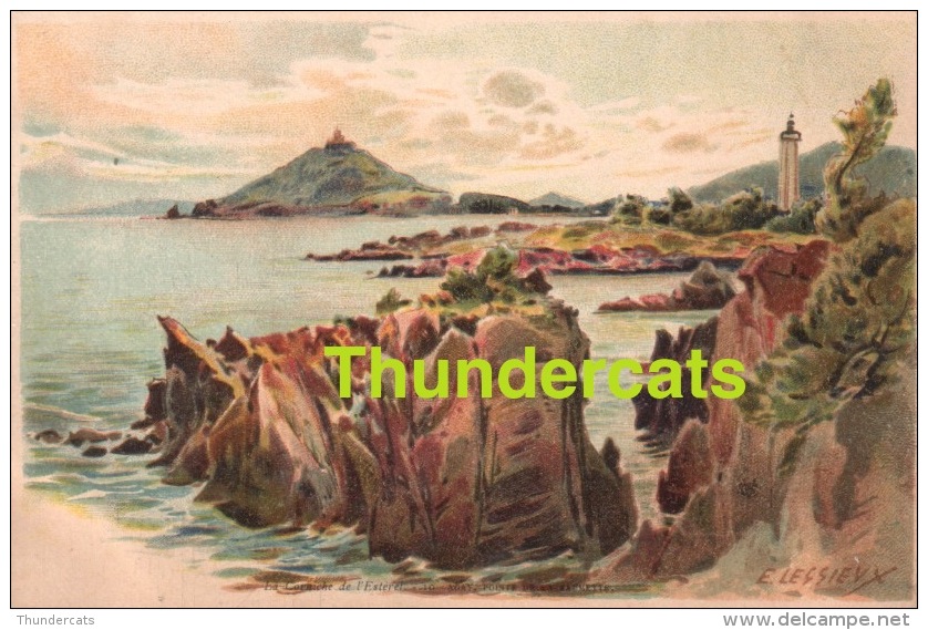 CPA ILLUSTRATEUR CARTE LITHO E. LESSIEUX  ** LA CORNICHE DE L'ESTEREL   ** ARTIST SIGNED LITHO CARD - Lessieux