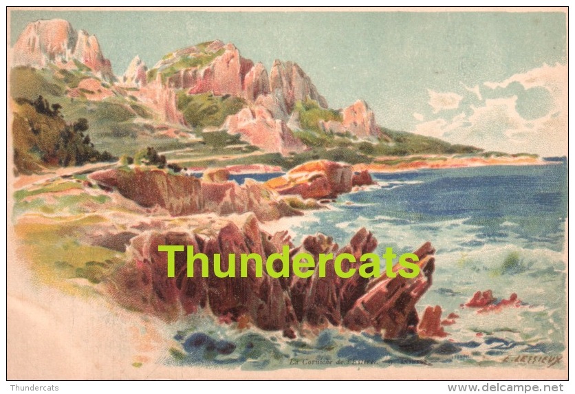 CPA ILLUSTRATEUR CARTE LITHO E. LESSIEUX  ** LA CORNICHE DE L'ESTEREL   ** ARTIST SIGNED LITHO CARD - Lessieux