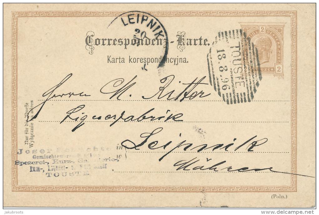 1896. AUSTRIAN OCCUPATION  CORRESPONDENTZ  KARTE TOUSTE--LEIPNIK - ...-1860 Vorphilatelie