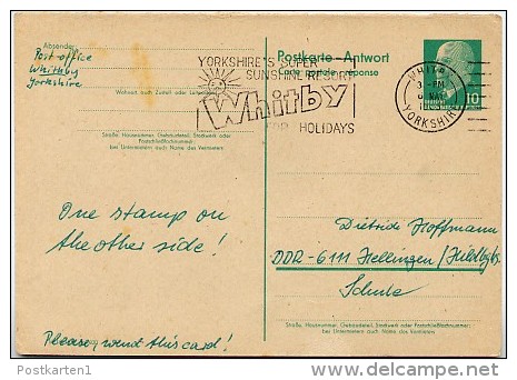 SUSHINE Resort Whitby Yorkshire 1965 On East German Reply Postak Card P73 A - Other & Unclassified