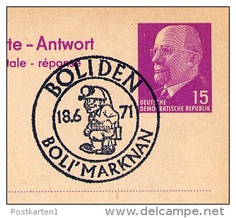 Boli´Marknan Boliden 1971 On  East German Postal Card With Reply P74 Air Mail Exprès - Autres & Non Classés