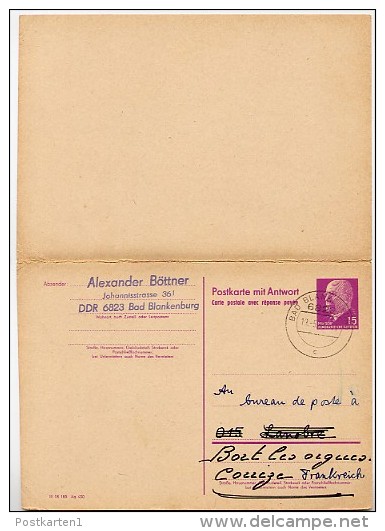 Zentralmassiv BORT-LES-ORGUES Frankreich 1968 Auf DDR P74 Antwort-Postkarte - Volcans