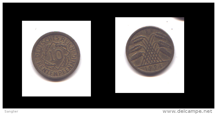 10 REICHSPFENNIG 1924  E - 10 Rentenpfennig & 10 Reichspfennig