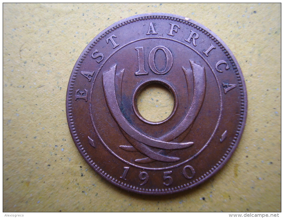 BRITISH EAST AFRICA USED TEN CENT COIN BRONZE Of 1950 - George VI. - Colonia Británica