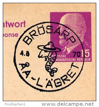 DDR P74 Postkarte Mit Antwort  Sost. ÅA LÄGRET BRÖSARP Schweden 1970 - Postcards - Used