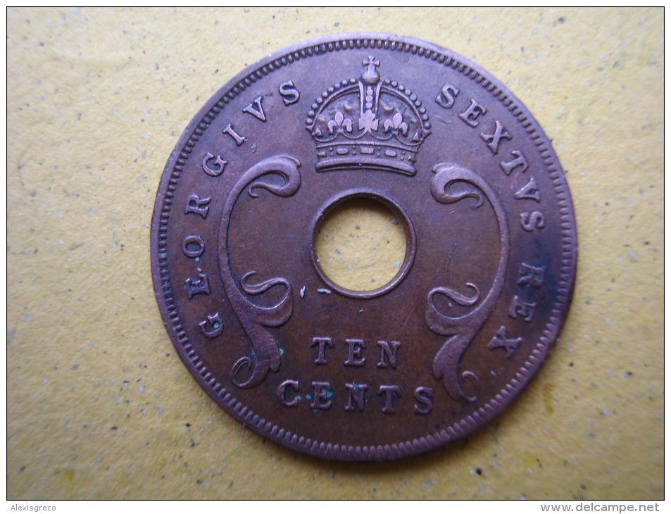 BRITISH EAST AFRICA USED TEN CENT COIN BRONZE Of 1952 - George VI. - British Colony