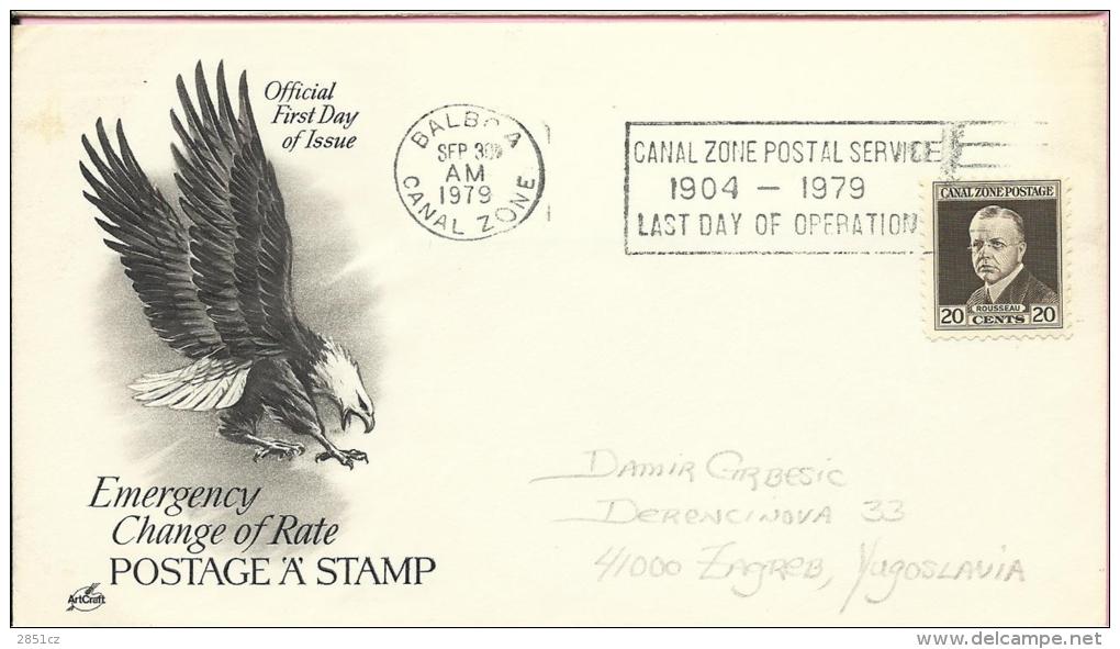 CANAL ZONE Postal Service (Last Day Of Operation 1904-1979.), Balboa - Zagreb (Yugoslavia), 1979., United States, Letter - Canal Zone