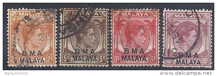 130403609  MALACCA  B.M.A.  G.B. YVERT  Nº  2/4/6/7 - Malaya (British Military Administration)