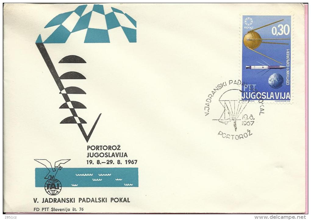 5th Adriatic Parachuting Cup, Portorož, 19.8.1967., Yugoslavia, Cover - Parachutisme