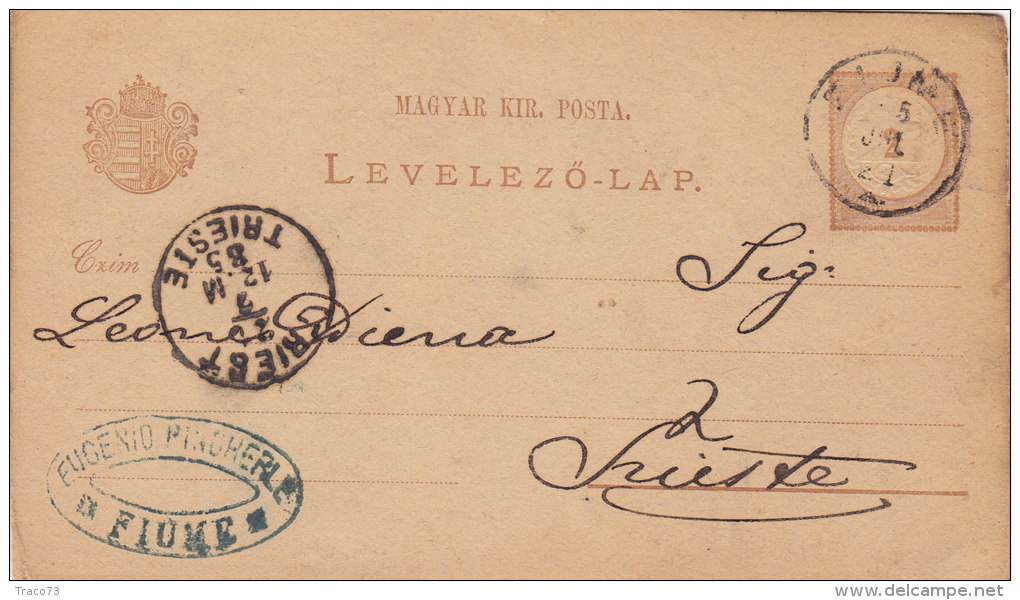 FIUME  /  TRIESTE -  Card _ Cartolina Postale Pubblicitaria - 1885 - Postmark Collection