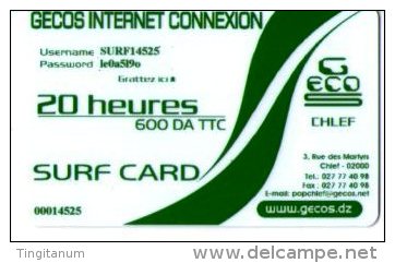 ALGERIE-CARTE ACCES INTERNET- JOUR /20 HEURES - Autres - Afrique