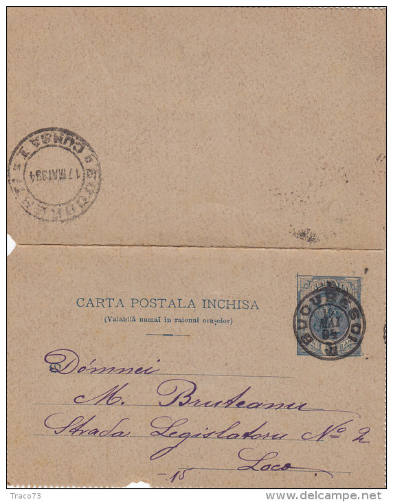 ROMANIA  /  Biglietto Postale - Marcophilie