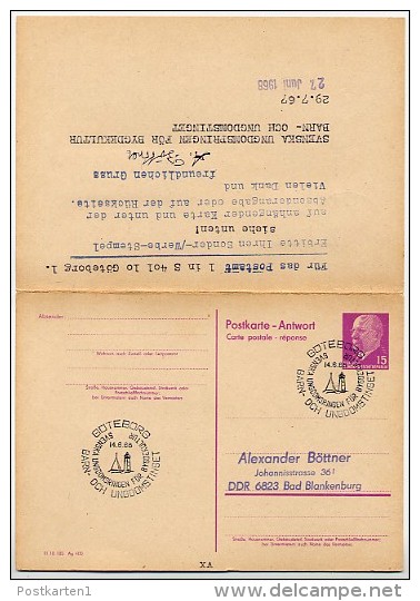 UNGDOMSRINGEN-BYGDEKULTUR GÖTEBORG 1968 On East German Postal Card With Reply P74 - Autres & Non Classés