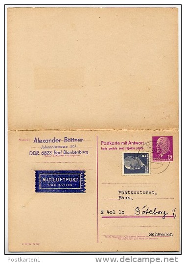 UNGDOMSRINGEN-BYGDEKULTUR GÖTEBORG 1968 On East German Postal Card With Reply P74 - Other & Unclassified