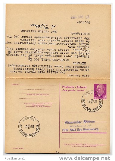 DALSLAND-KANAL Håverud 1968 On East German Postal Card With Reply P74 - Autres & Non Classés