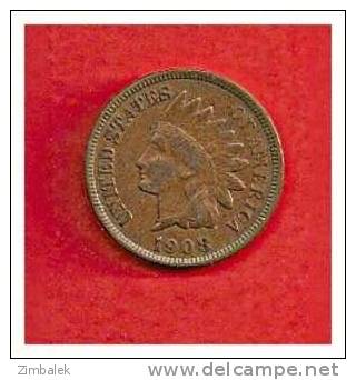 TETE D´INDIEN - 1 CTS 1908 - 1859-1909: Indian Head