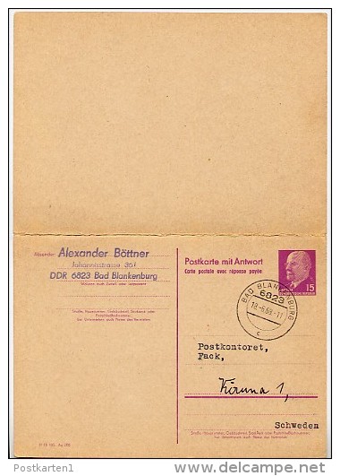 MIDNIGHT SUN FLIGHT KIRUNA Sweden 1968 On East German Postal Card With Reply P74 - Geographie