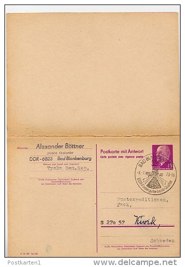 MARKNADEN KIVIK 1970 On East German Postal Card With Reply  P74 - Autres & Non Classés