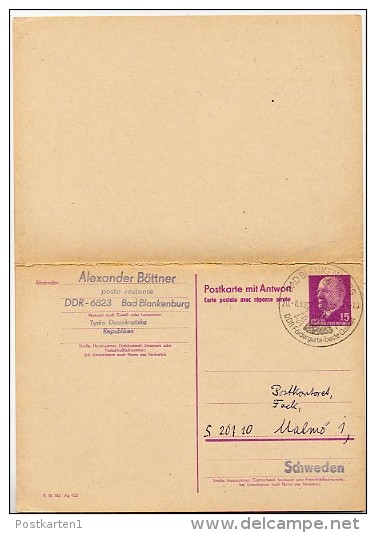 AM 70 Malmö 1970 On East German Postal Card With Reply P74 - Sonstige & Ohne Zuordnung