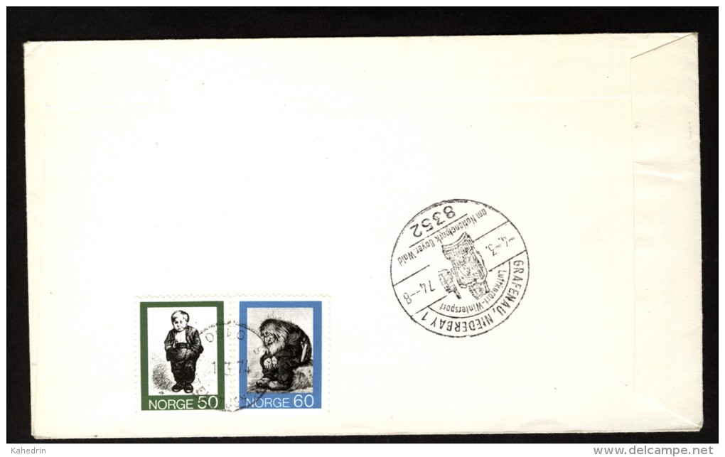 Norge / Norway 1972 + 1974, Registered FDC Sent To Germany. On The Backside Extra Stamps! - FDC