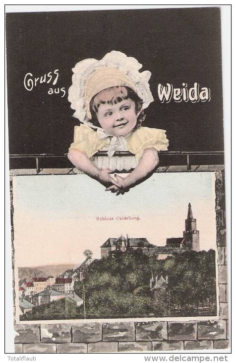 Gruss Aus Weida Kr Greiz Schloß Osterburg Jugendstil Mädchen 23.12.1906 Gelaufen - Weida