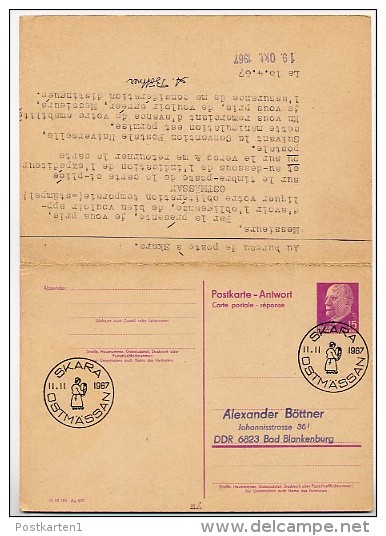 OSTMÄSSAN SKARA 1967 On East German Postal Card With Reply P74 - Autres & Non Classés