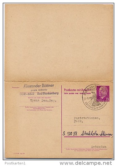 MUSEUM SKANSEN Ritter Stockholm 1970 On East German Postal Card With Reply P74 - Other & Unclassified
