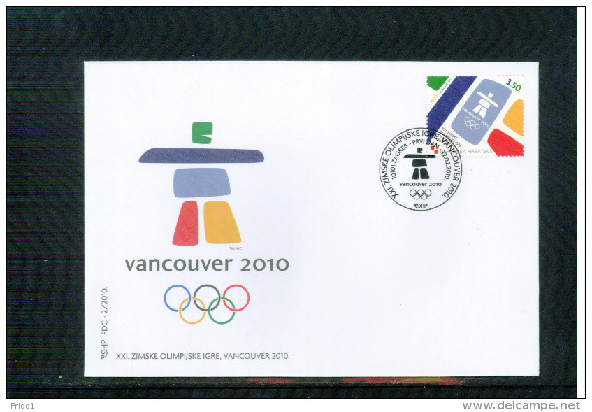 Kroatien / Croatia 2010 Olympische Spiele / Olympic Games Vancouver FDC - Hiver 2010: Vancouver