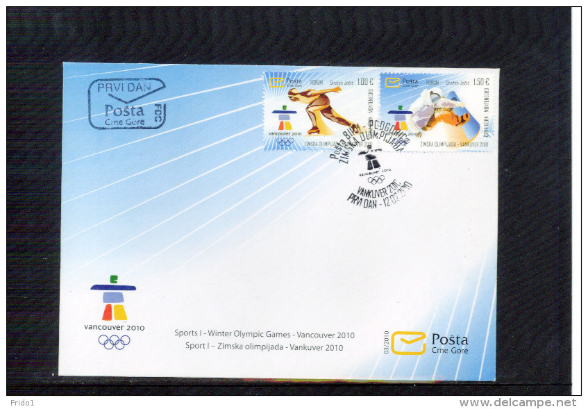Montenegro 2010 Olympische Spiele / Olympic Games Vancouver FDC - Winter 2010: Vancouver