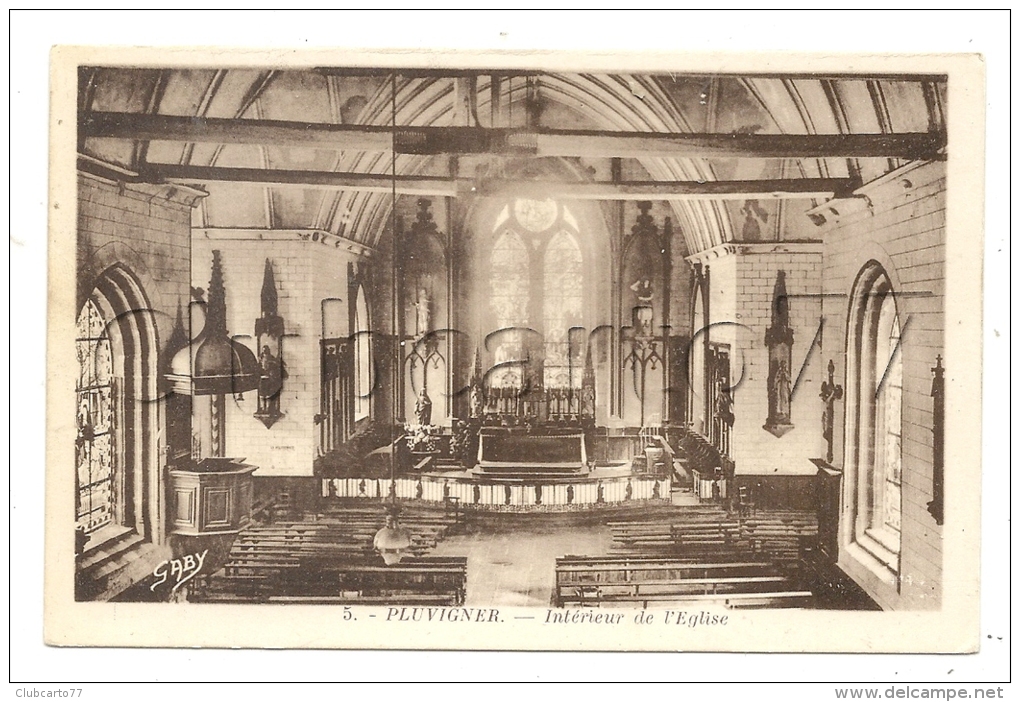 Pluvigner (56) : L'intérieur De L'église En 1930.. - Pluvigner
