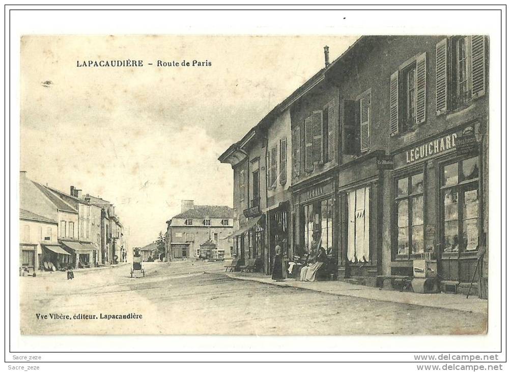 LA PACAUDIERE(42)1917-route De Paris-animée-librairie LEGUICHARD - La Pacaudiere