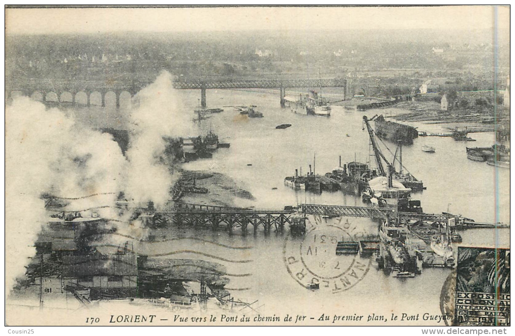 56 LORIENT - Vue Vers Le Pont Du Chemin De Fer - Au Premier Plan Le Pont Gueydo - Lorient